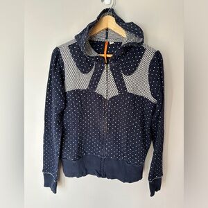 Anthropologie navy blue stripped/polka dot hoodie